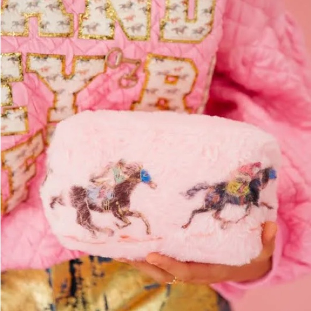 JUDITH MARCH Racing Soft Pink Cosmetic Bag $38